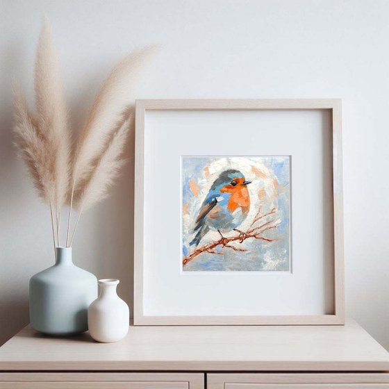 Robin Bird Painting Miniature Artwork