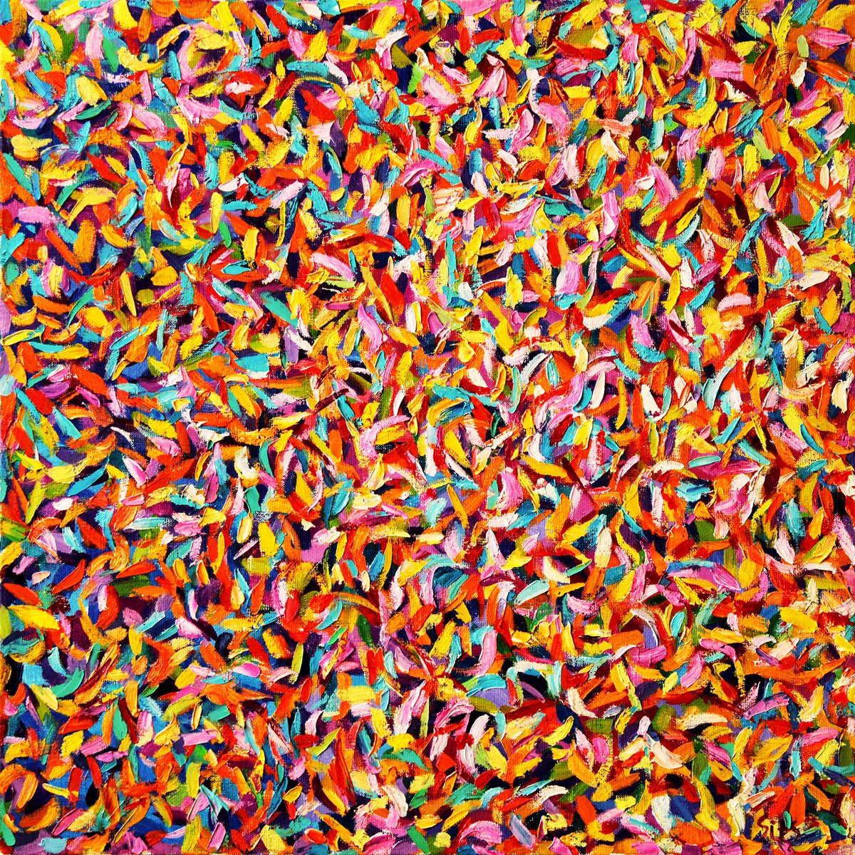 Abstract Oil Painting By Andrei Sitsko, 25 X 25, Abstract. The Garden Xv, Original Artwork