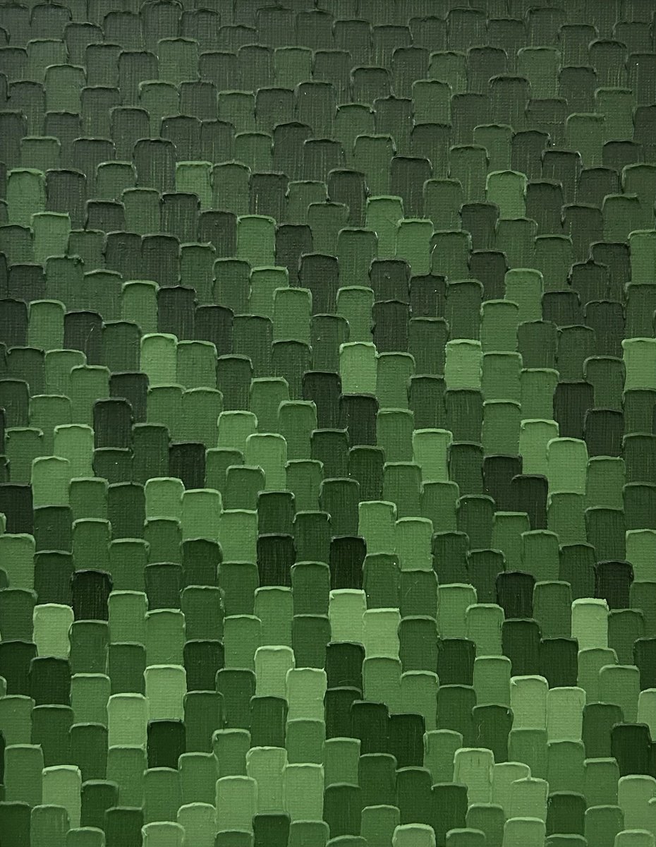 Organic Abstract Oil Painting By Meredith B. Studios, 11 X 14", Quiet Forest Pines, Original Artwork