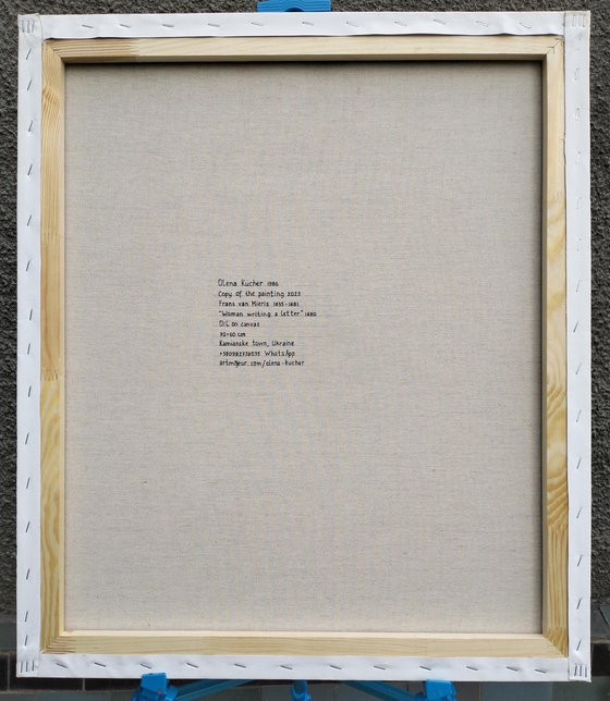 Copy of Frans van Mieris "Woman writing a letter" (70x60cm)