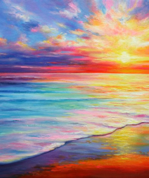 Sunset at Mediterranean Beach by Behshad Arjomandi