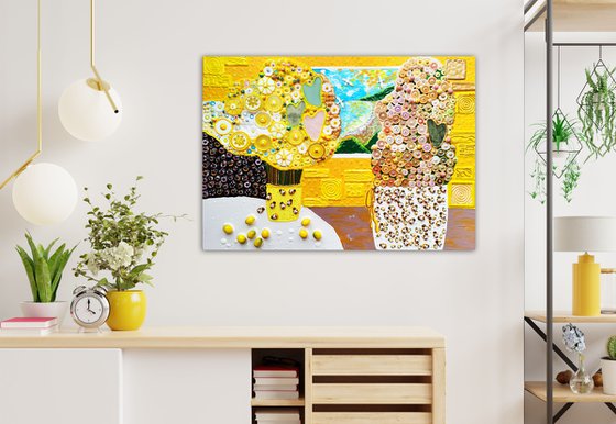 Yellow still life (NATURAL GEMSTONES & mosaic)