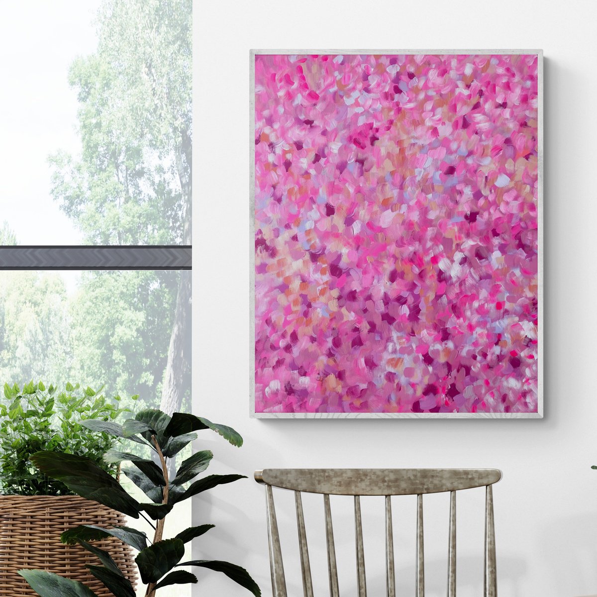 Organic Botanical Acrylic Painting By Katherine Spiller, 25 X 31", Life Of The Party, Original Artwork