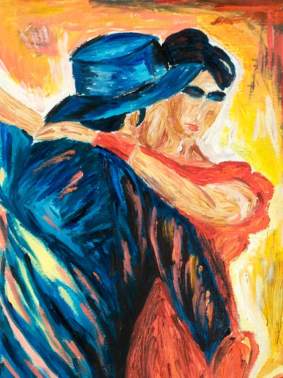 Tango original oil painting framed wall art