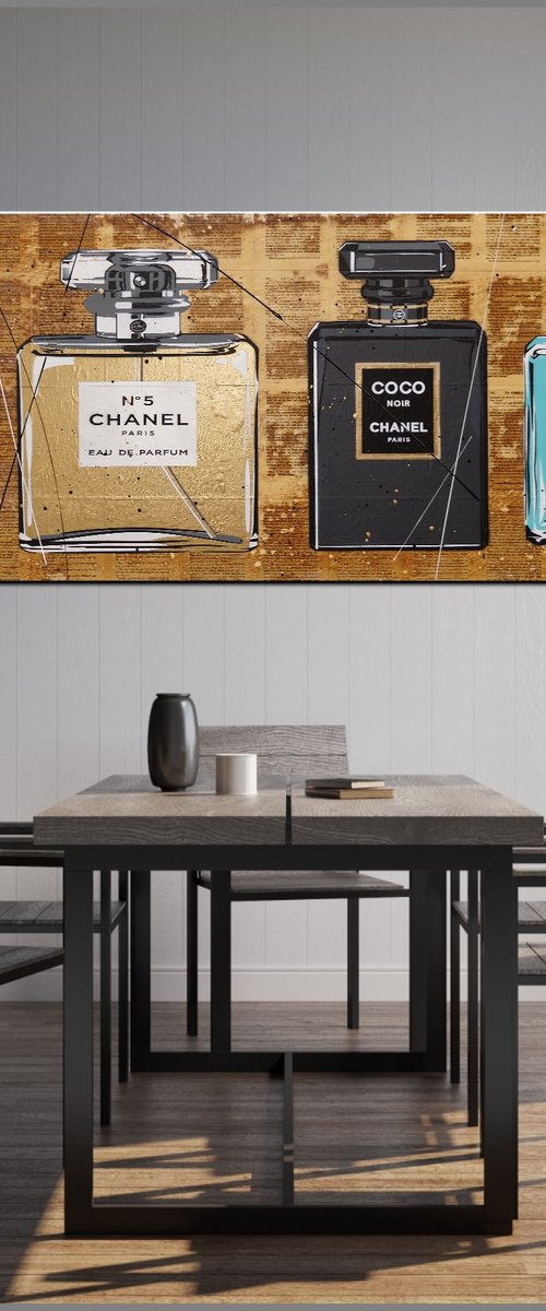 Selection 160cm x 60cm Chanel Book Pages Urban Pop Art by Franko