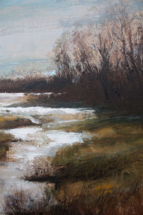 The East Marshland II (River, sunset Oil Painting)