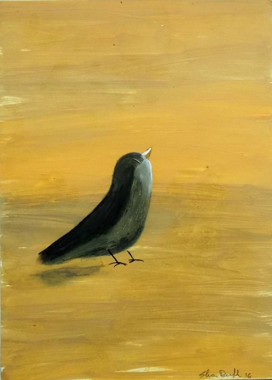 bird on yellow background