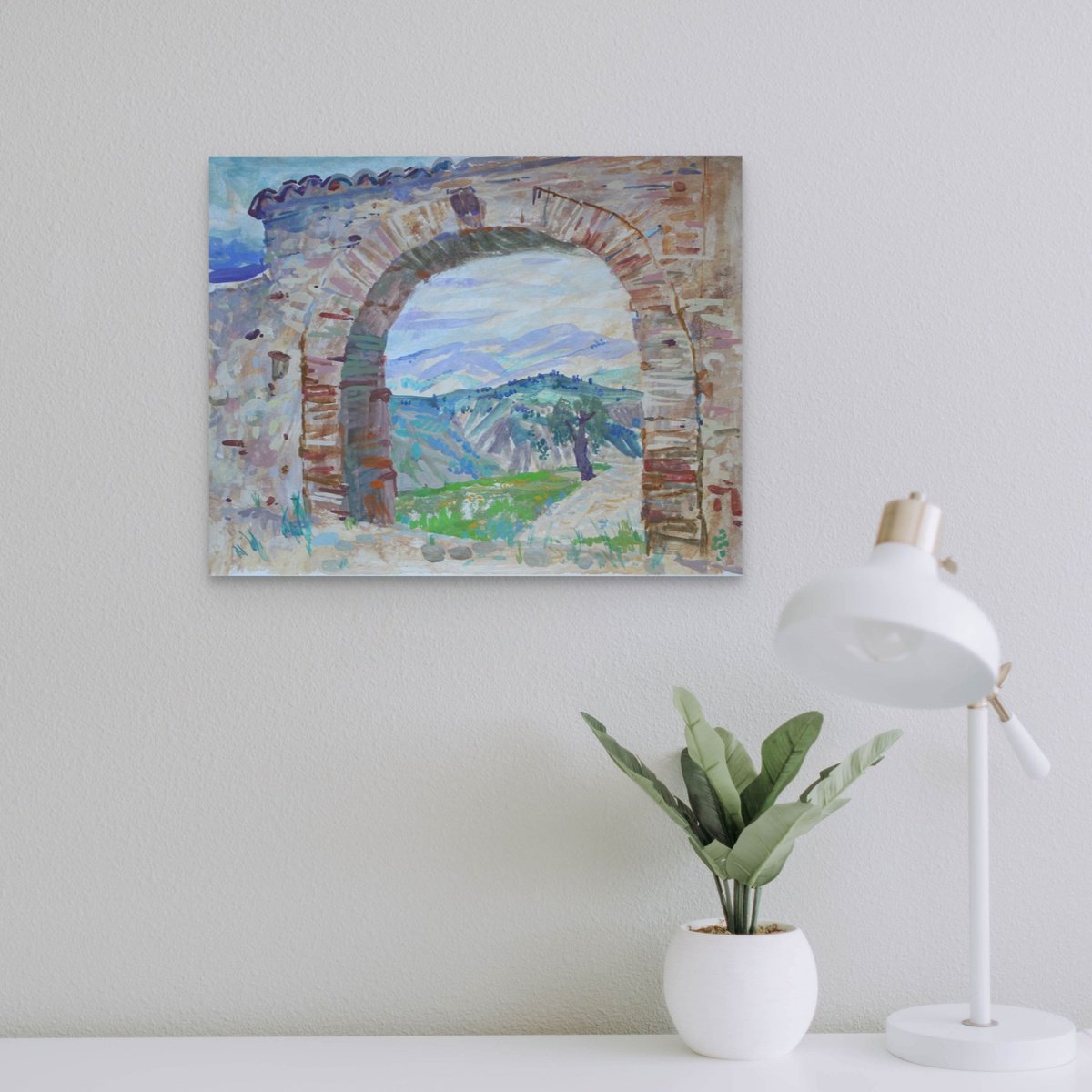 Impressionistic Cityscapes Painting By Olga Kataeva-Rochford, 15 X 11", Old Road In Basilicata, Original Artwork