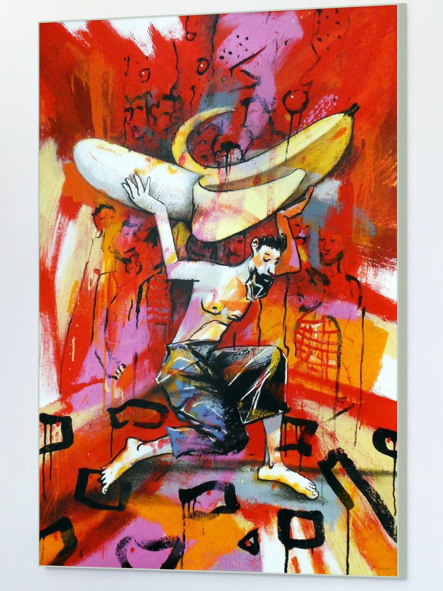 Urban And Pop Oil Painting , Big Banana Atlas By Evgen Semenyuk, 37 X 55, Artwork For Sale On Artfinder