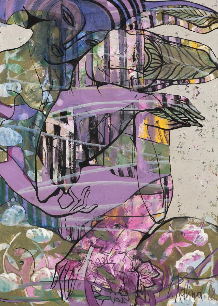 Organic Abstract Oil Painting By Yelena Ralina, 31 X 47", You Are The Only One For Me, Original Artwork