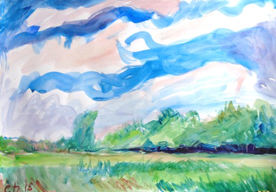 Sky. Gouache on paper. 61 x 43 cm