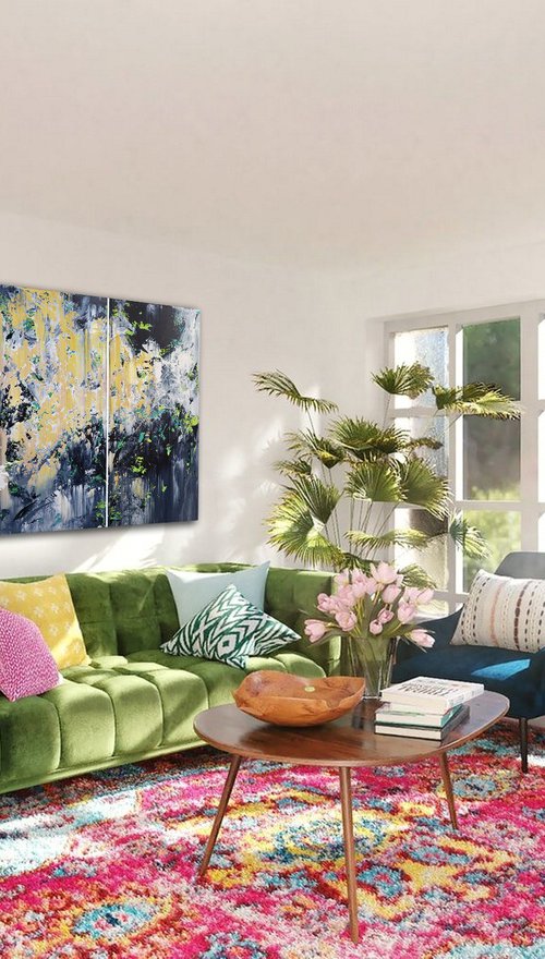 150x100cm. / Abstract triptych / Abstract 22146 by Alex Senchenko