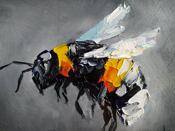 Little life - insects, oil painting, bumblebee, bumblebee oil, painting, gift, gift idea