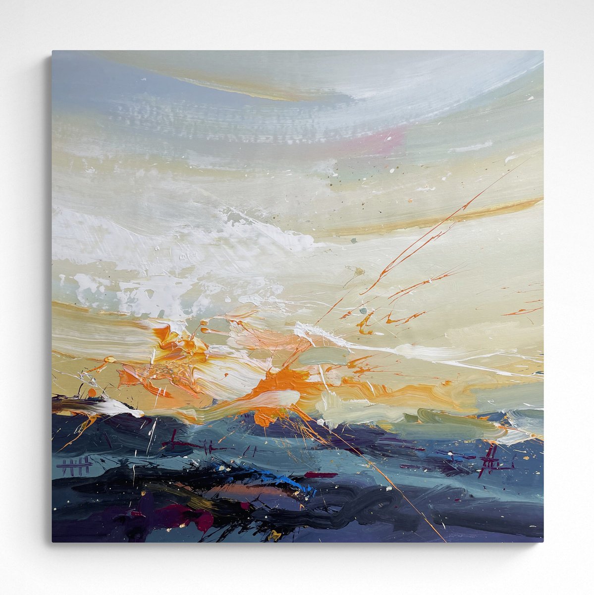 Abstract Landscape Acrylic Painting By Nazarii Medvid, 39 X 39", Depth Of Nature 219, Original Artwork