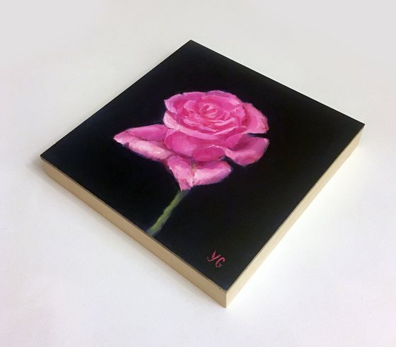 Hot Pink Rose Oil Painting