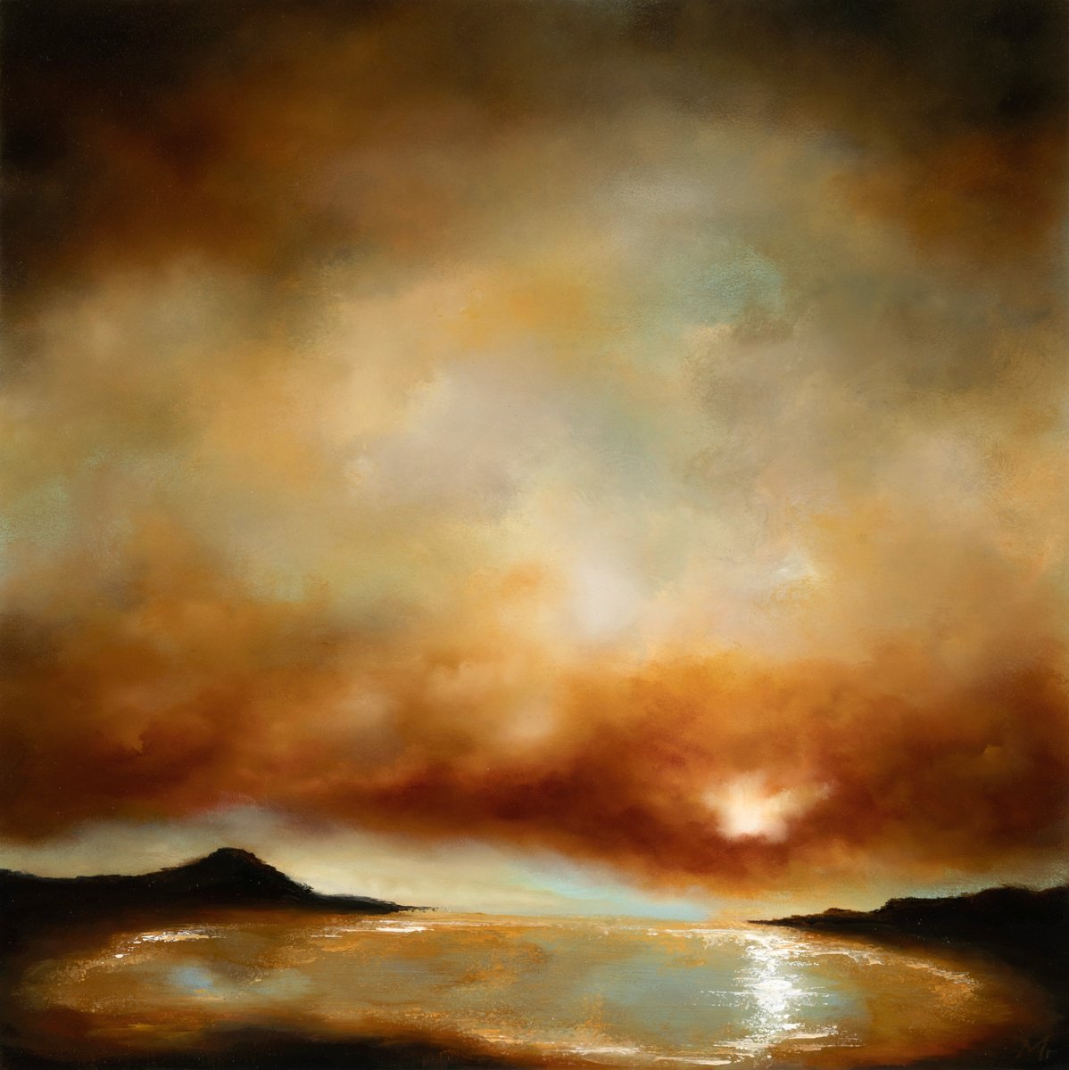 Jurassic Coast Sunset Two By Rolf Marriott, 19 X 19, Artwork For Sale On Artfinder