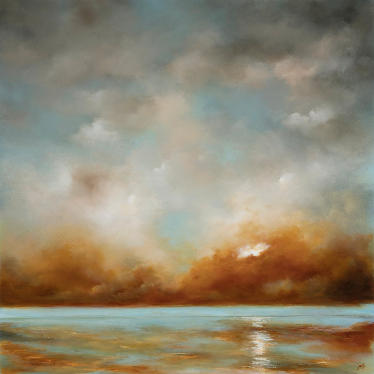 Sunset Off The Devon Coast By Rolf Marriott, 25 X 25, Artwork For Sale On Artfinder