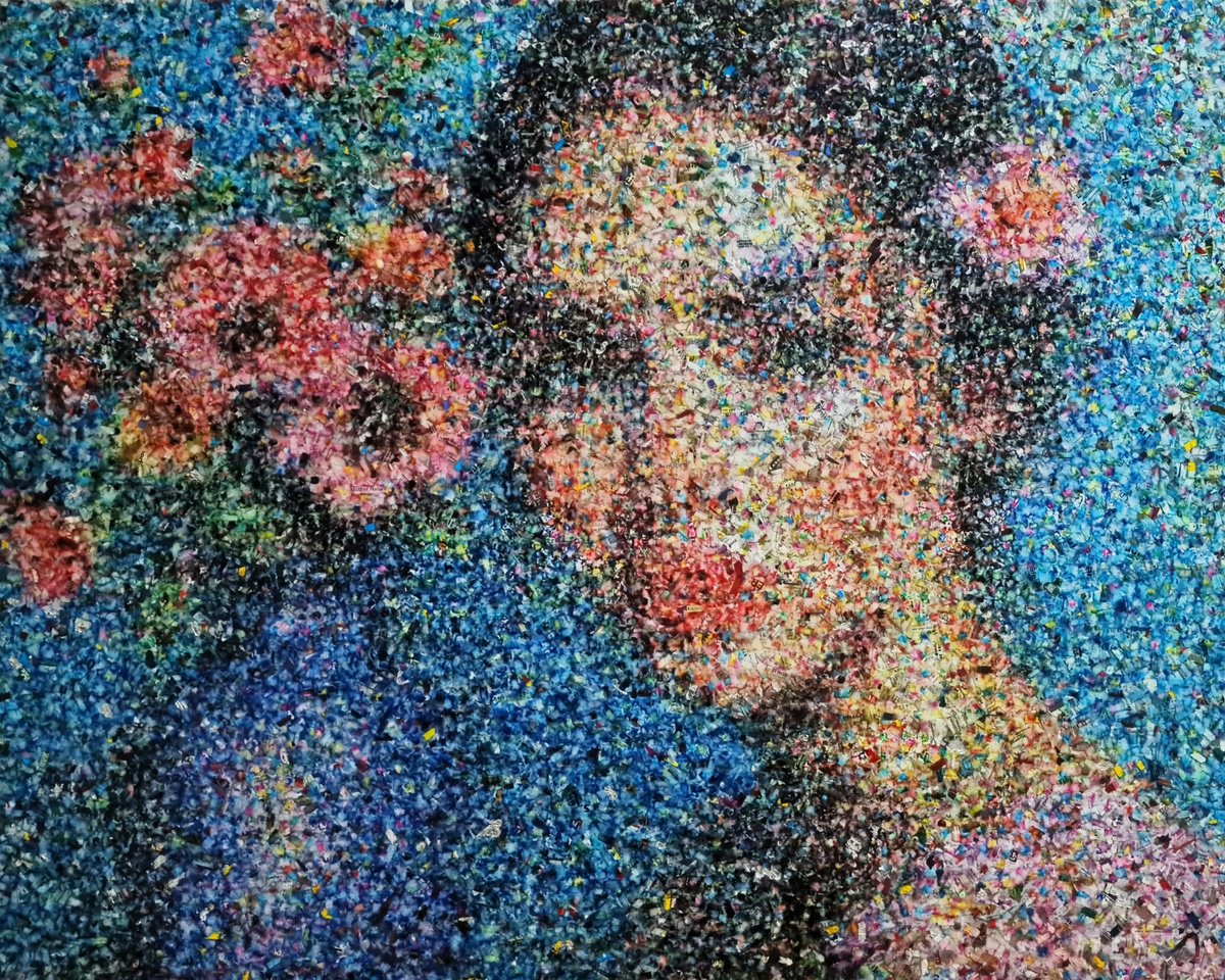 Impressionistic Portrait Collage By Alessio Mazzarulli, 35 X 28, Not Your Doll - 31 (N.697), Original Artwork