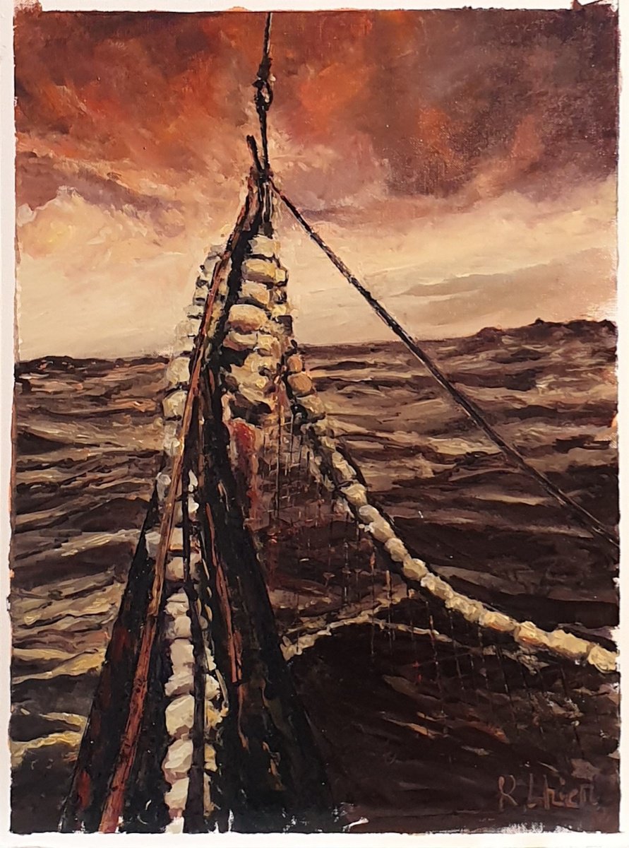 Impressionistic Still Life Oil Painting By Fuensanta Ruiz Urien, 13 X 17, Noche Entre Redes, Original Artwork