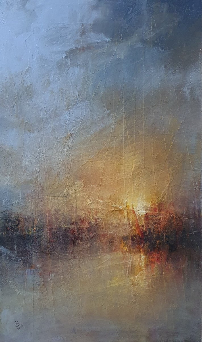 Abstract Landscape Oil Painting By Ivan Grozdanovski, 17 X 27, Awakening Special Price!!!, Original Artwork