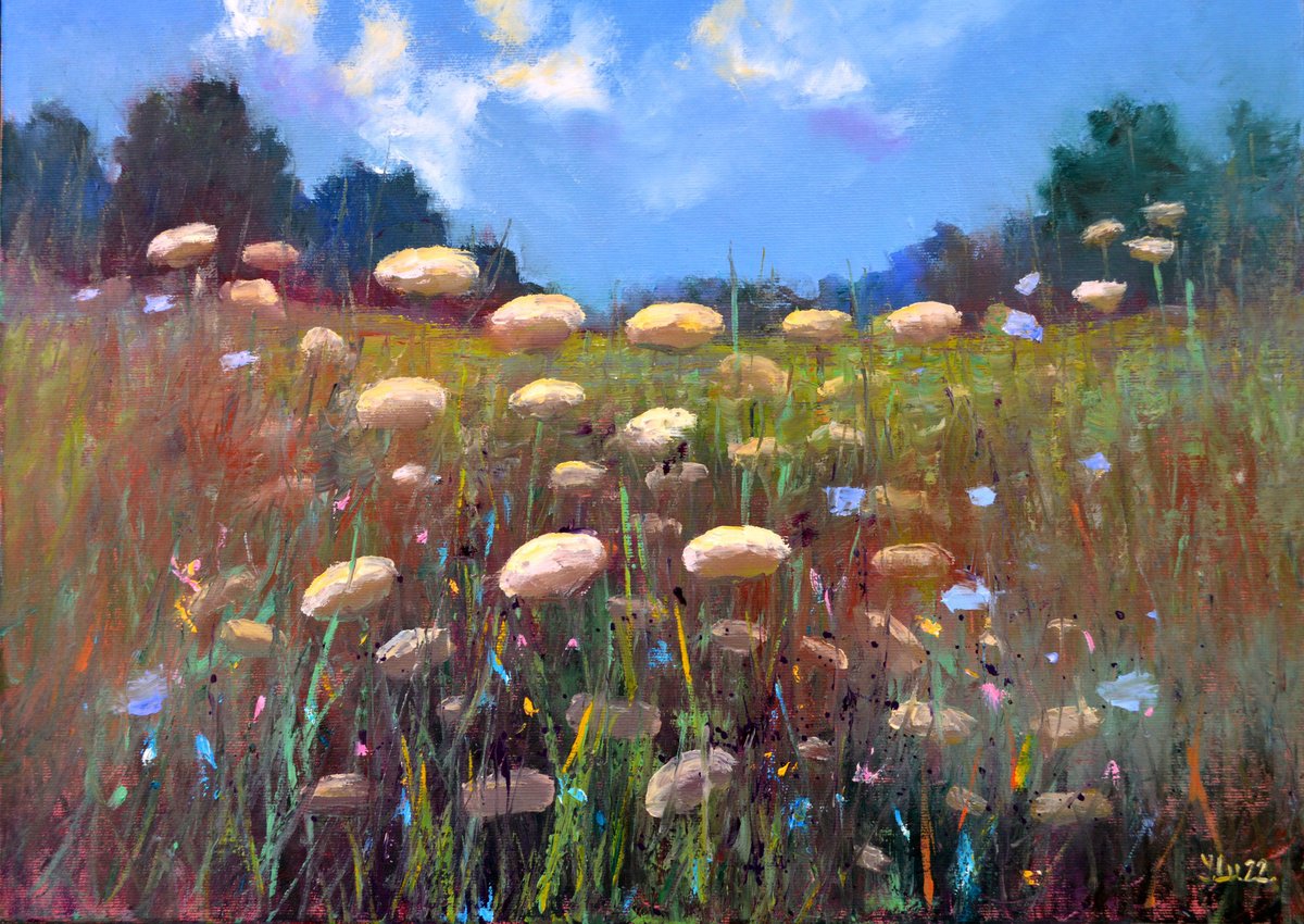 Landscape with meadow by Elena Lukina