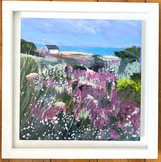 Wildflowers And Distant Beach Hut
