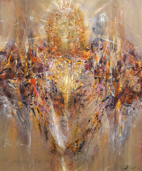 VERY LARGE LIGHT ANGEL SPIRITUAL METAPHYSIC ONEIRC PAINTING BY ARTIST O KLOSKA