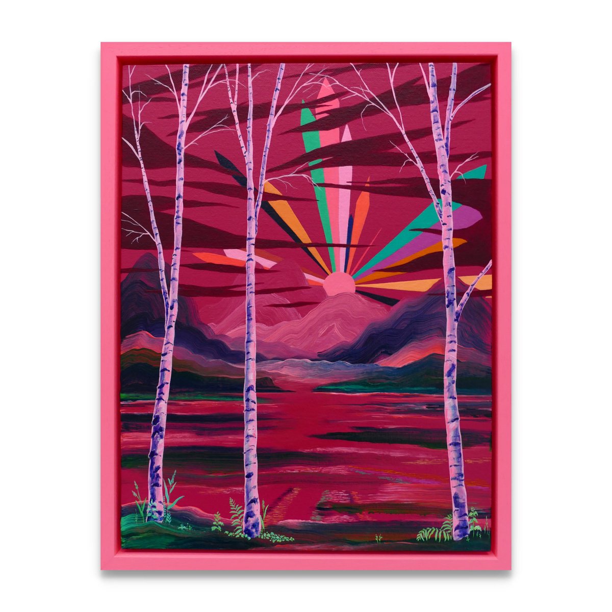 Geometric Landscape Acrylic Painting By Alanna Eakin, 13 X 17, You Were Such A Pretty Dream, Original Artwork