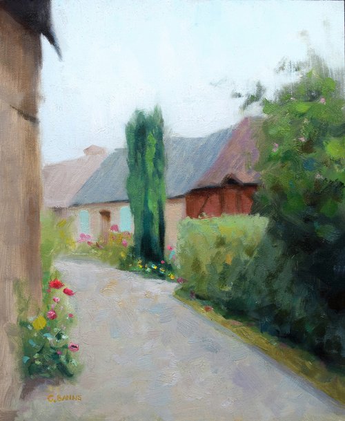 A stroll around a quaint French street, impressionism by Gav Banns