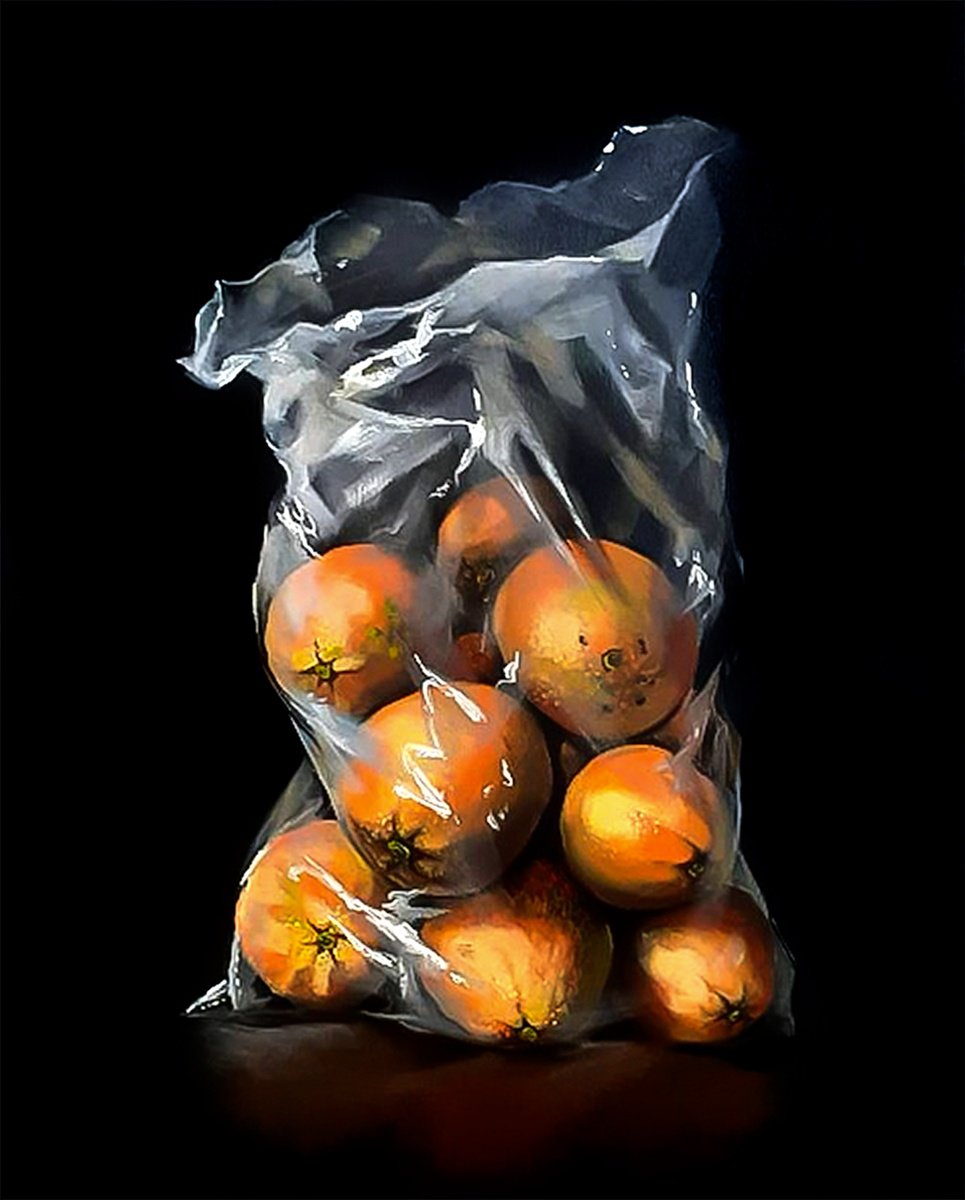 Oranges on black by Maria Kireev