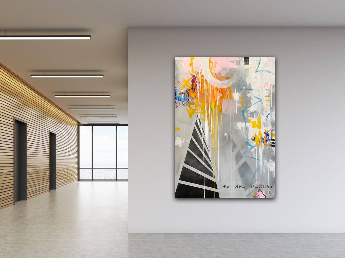 Abstract Acrylic Painting By Bea Schubert, 39 X 55, We Are Heroes No.6 (Xl), Original Artwork