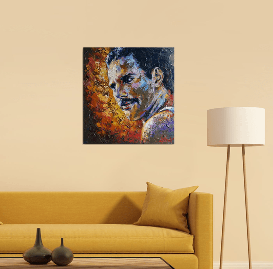 Freddie Mercury Painting, Queen original oil art, portrait