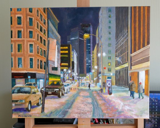 New York, Night Winter Street