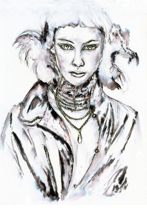 Western /  Fashion Original Ink painting.