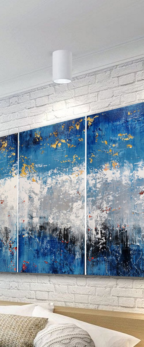 150x100cm. / Abstract triptych / Abstract 2148 by Alex Senchenko