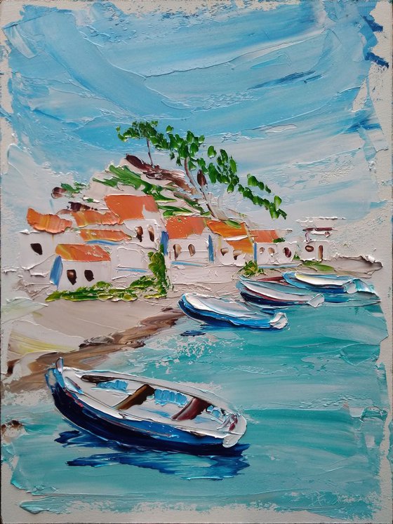 Fishing boats at Sunny Greece coast