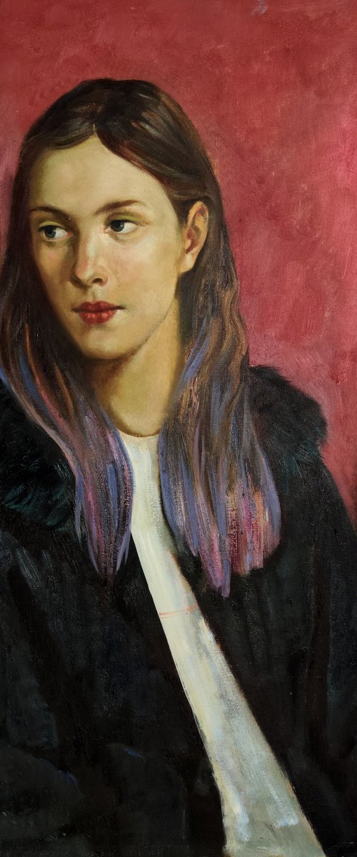 Portrait of a lady in fur coat by Maria Egorova