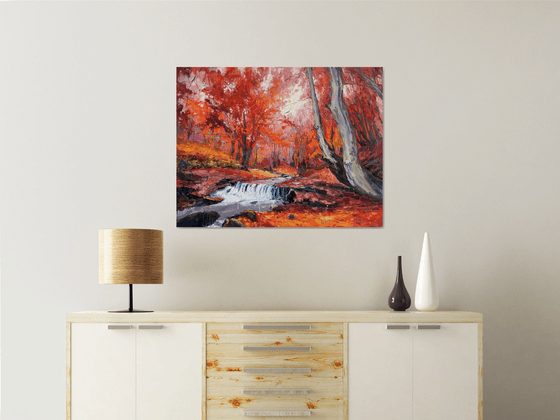 " river in autumn forest "