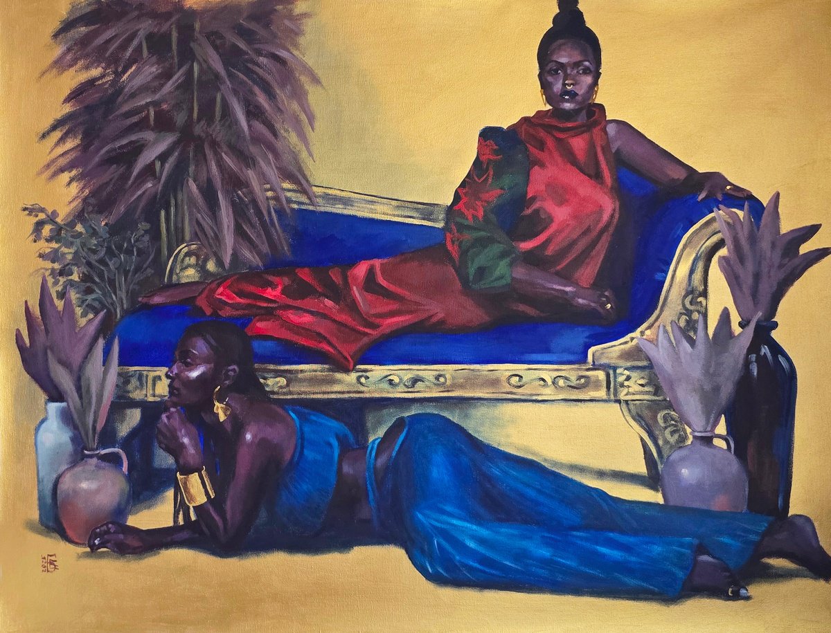 Photorealistic Portrait Acrylic Painting By Kateryna Bortsova, 39 X 30", Portrait Painting Of Two Beautiful Woman, Artfinder