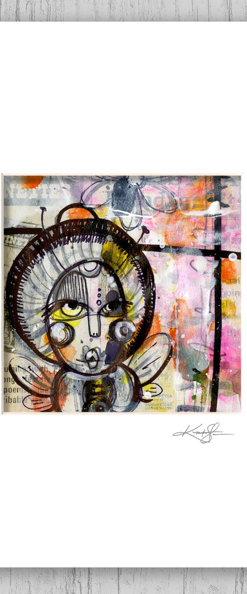 Funky Little Bug 8 -  Mixed Media Painting in mat by Kathy Morton Stanion by Kathy Morton Stanion