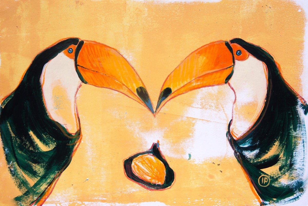 Impressionistic Animal Painting By Irina Plaksina, 12 X 8, You And Me, Original Artwork