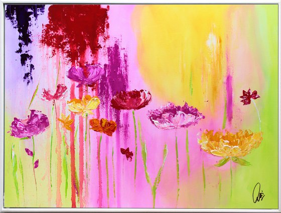 Summer Beauties  - Abstract Art - Acrylic Painting - Canvas Art - Framed Painting - Abstract Painting - Ready to Hang