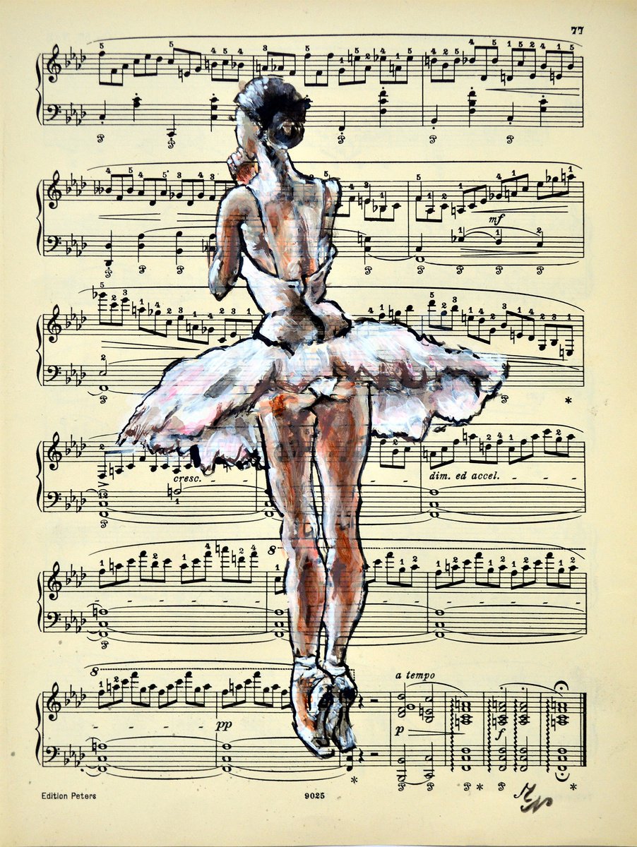 Ballerina I - Vintage Music Page, GIFT idea by Misty Lady - M. Nierobisz