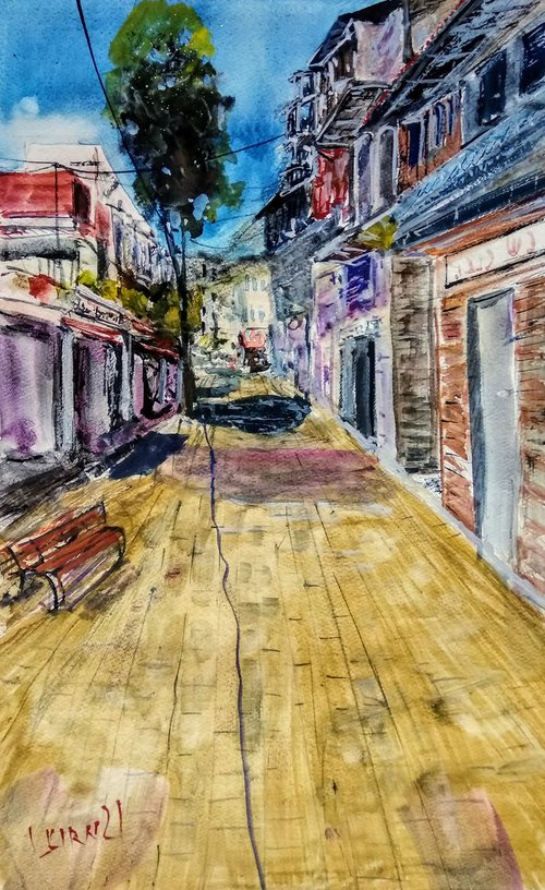 The old street in Haifa by Leonid Kirnus
