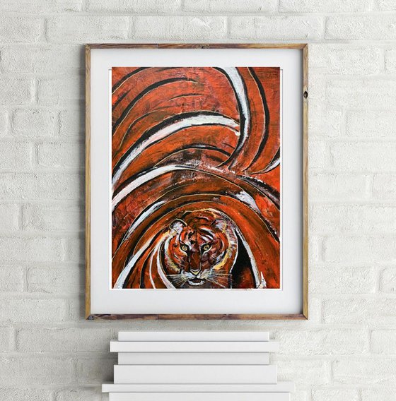 Original Acrylic Painting For Sale, Tiger Abstract Painting on Canvas Original Artwork Christmas Gift Ideas Home Decor Wall Art Decor