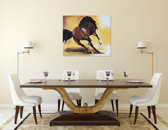 Brown horse running
