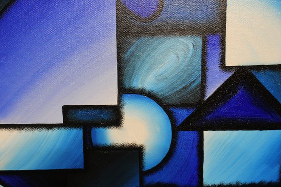 Blue abstractive shapes