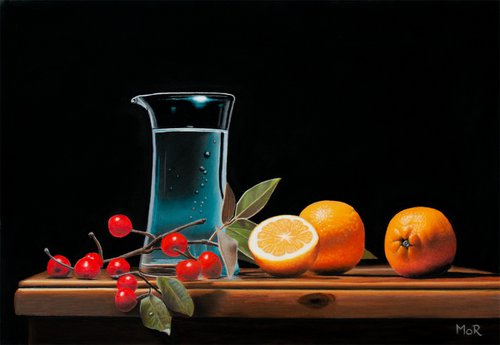 Berries, Oranges and Water Jug by Dietrich Moravec