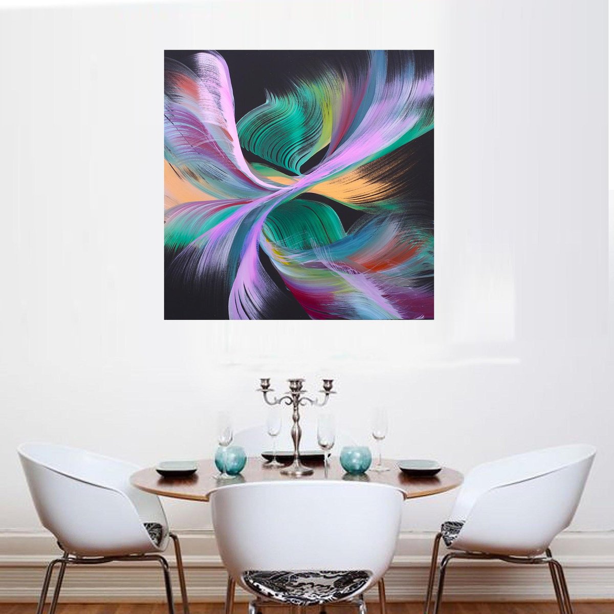 Organic Abstract Acrylic Painting By Susan Wooler, 30 X 30", Afternoon Tea, Original Artwork
