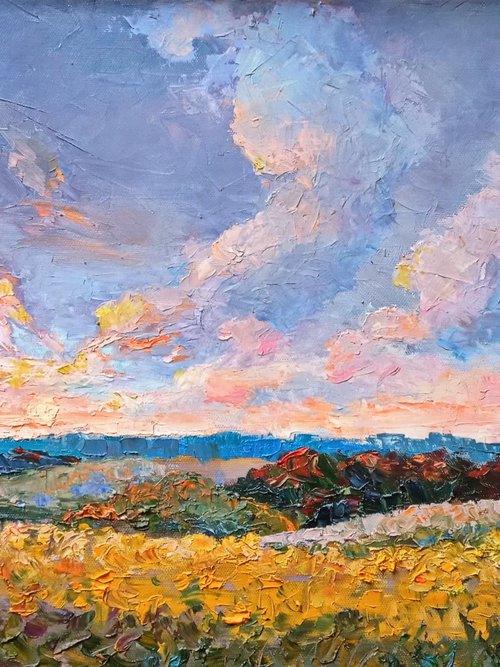 Field. Sunset. by Liubov Ponomarova